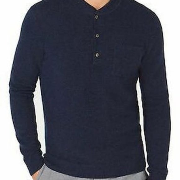 TASSO Elba Mens Cashmere Henley Sweater Navy, Various Sizes